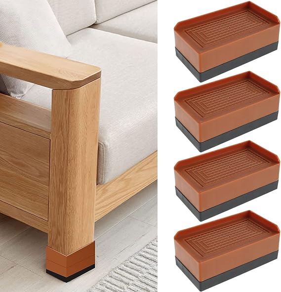 4 Pack Bed Risers, 5cm Heavy Duty Adjustable Furniture Risers Supports Up to 1000 lbs Stackable Desk Lifts Leg Extenders with Anti Slip Pad for Table Couch Sofa Chair Bed Frame
