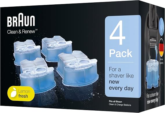 Braun CCR3 Clean & Renew Electric Shaver Refill Cartridges - Pack of 4