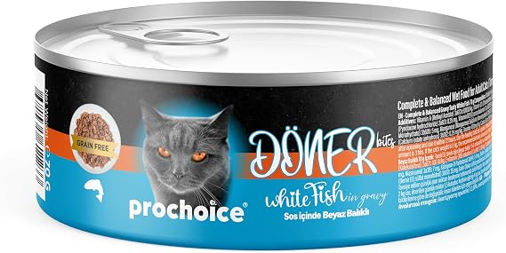 Prochoice Döner White Fish, Sos İçinde Beyaz Balıklı Tam & Dengeli Yetişkin Kedi Maması 70 gr