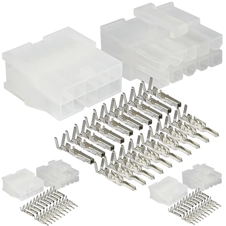 10ピンデュアルローシグナルまたはローパワーコネクタ600V AC、4.20mmピッチレセプタクル&プラグコネクタ付き13A、ソケットメスとピンオス端子18-24AWGミニフィットjr対応