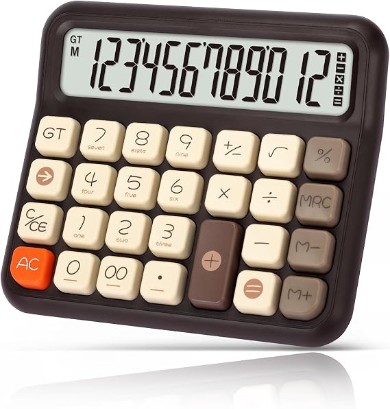 OSALO Large Button Solar Desktop Calculator Brown