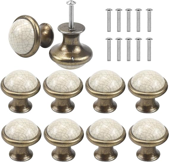 Vintage 10PCS Ceramic Round Drawer Knobs, Shabby Chic, 33MM, Kitchen Cabinet & Cupboard Pull Handles