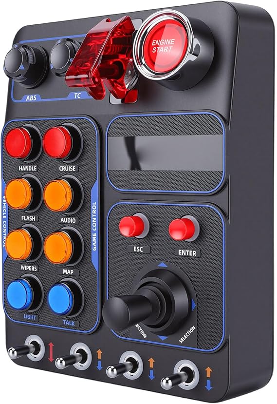 ciciglow RGB Multifunctional Simulator Race Control Box with Personalized 30 Programmable Options for PC Gaming Support for Assetto Corsa for Racing Enthusiasts, Black 7.24x5.67x3.09in