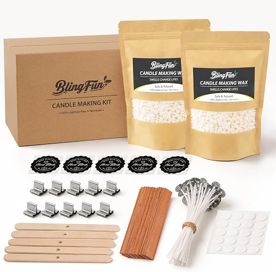 Blingfun ソイワックス キャンドル作り用 - DIYキャンドル作り用品 天然ソイワックス キャンドル芯 芯ホルダー プレミアムキャンドルワックス DIYキャンドルクラフト用 1ポンド