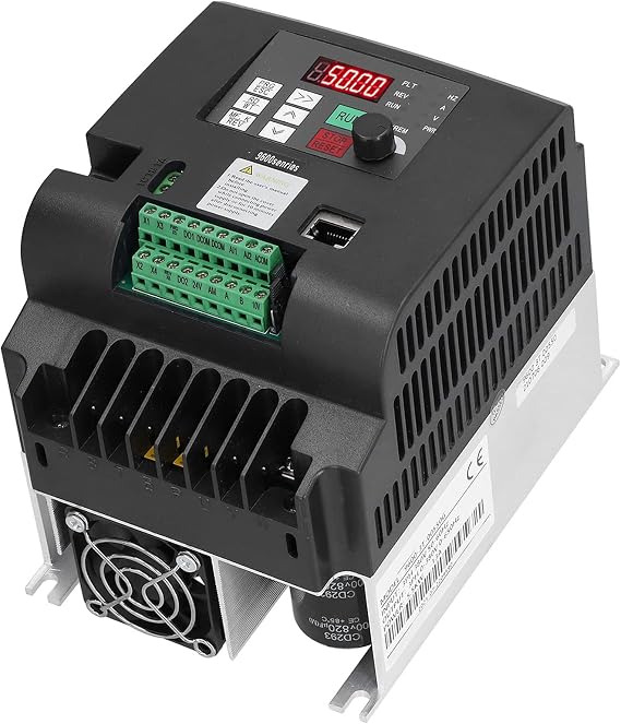 VFD Variable Frequency Drive, Vector Inverter Converter 3 Phase Input Output 5.5KW for Automation Equipment with PLC, Sensors, Textile Engraving Machines