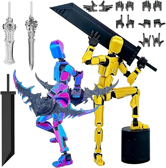 EDLMKM 2 Pack Assembly Completed T13 Action Figure, T13 Action Figure Set, Kids' Play Action Figures, 3D Printed Multi-Jointed, Kids' Play Action Figures Collectors Desktop Decorations