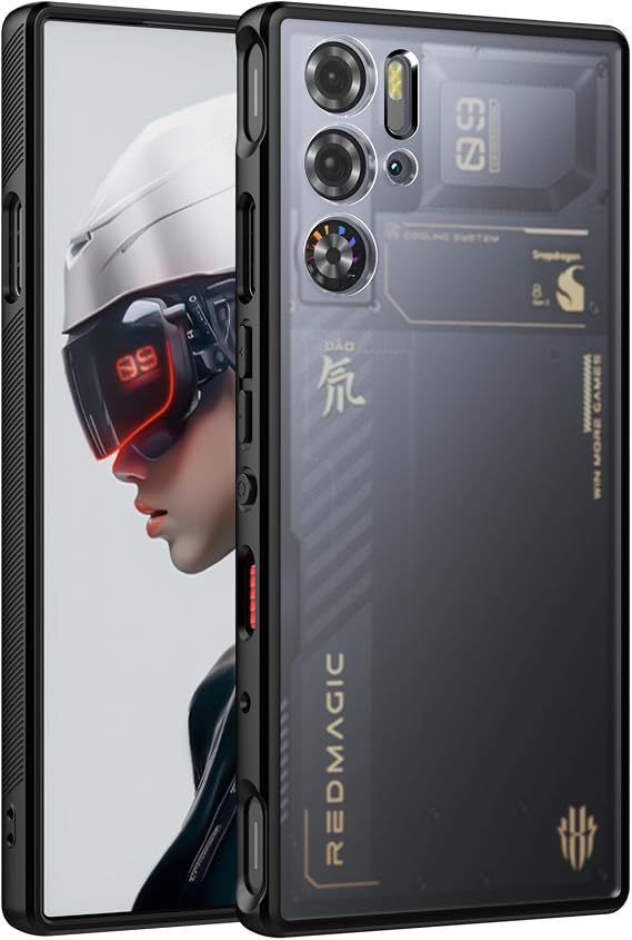 Cresee Case for Red Magic 9 Pro/9S Pro, Matte Translucent Hard Back + Soft TPU Bumper Shockproof Phone Cover for Nubia RedMagic, Black Frost