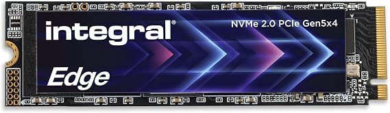 Integral EDGE Gen 5 1TB PCIe 5.0 M.2 2280 NVMe SSD, Ultra-Fast 10,200 MB/s Read & 8,300 MB/s Write - IOPS 1.3M/1.5M, Rapid Gaming, 4K/8K Video Editing, AI Creation & 3D Rendering & Enhanced Boot Times