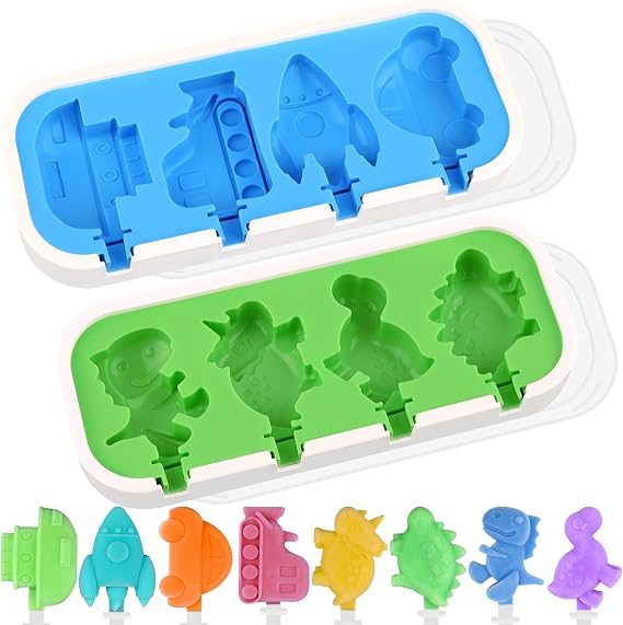 Sakolla 2 Pack Silicone Mini Popsicle Molds with Sticks & Lid