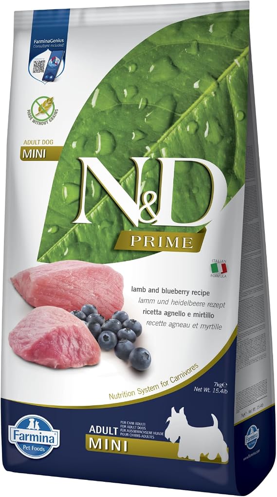 N&D Prime Tahılsız Köpek Maması, Kuzu & Yabanmersini Yetişkin Mini 7 kg