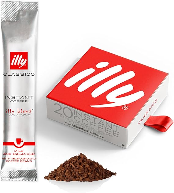 illy Classico 20 Individually Wrapped Instant Coffee Sachets, Intensity 5/9