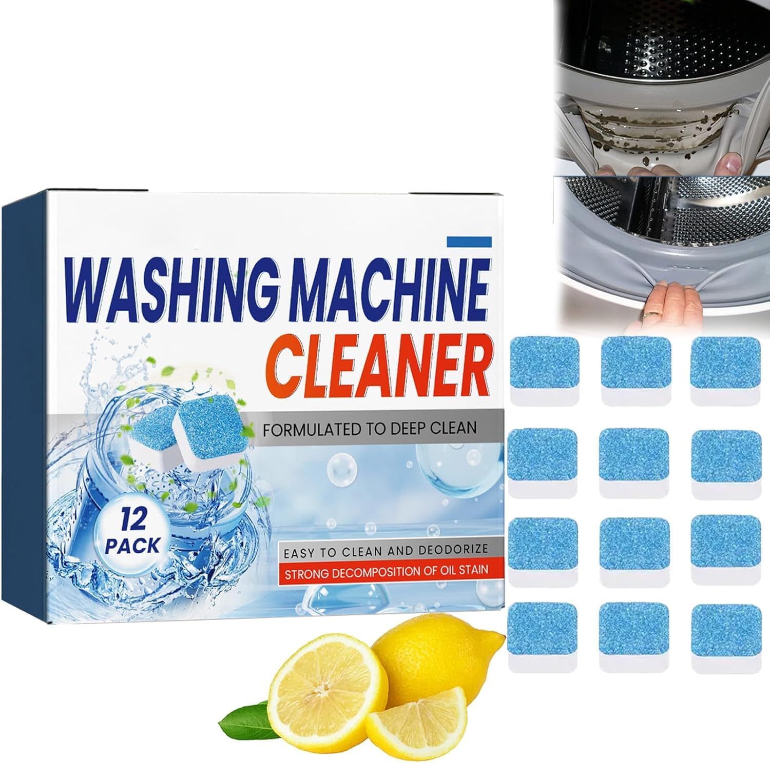 Washing Machine Cleaner, Deep Cleaning Tablets for Front Loader & Top Load Washer, Clean Inside Drum and Laundry Tub Seal, Long-Removes Odor, Lasting Freshness (1)