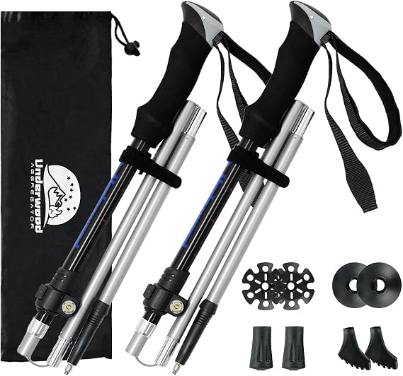 Folding Walking Sticks for Men and Women,2-Pack Adjustable Poles for Hiking