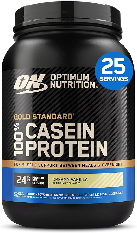 Optimum Nutrition Gold Standard Casein Slow Digesting Protein Powder with Zinc, Magnesium and Naturally Occurring Glutamine and Amino Acids, Creamy Vanilla, 28 Servings, 0.92 kg, Packaging May Vary