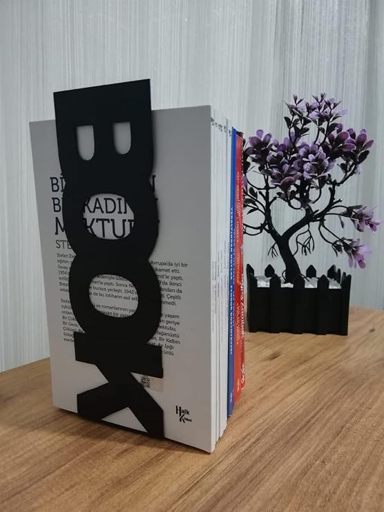 Risingmaber Dekoratif Dikey Book Yazı Tasarımlı Kitap Tutucu Desteği Mat Siyah MK11S