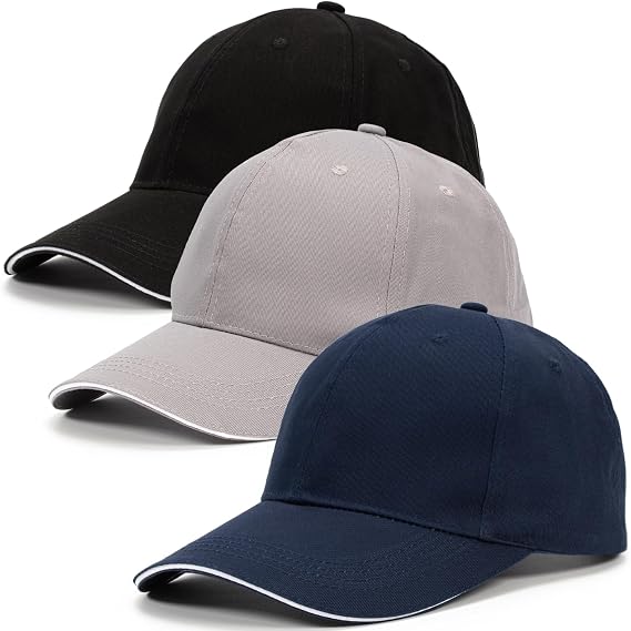 Dzpuhuojz 3 Pack Baseball Caps, Full Cotton Men's Hats & Caps