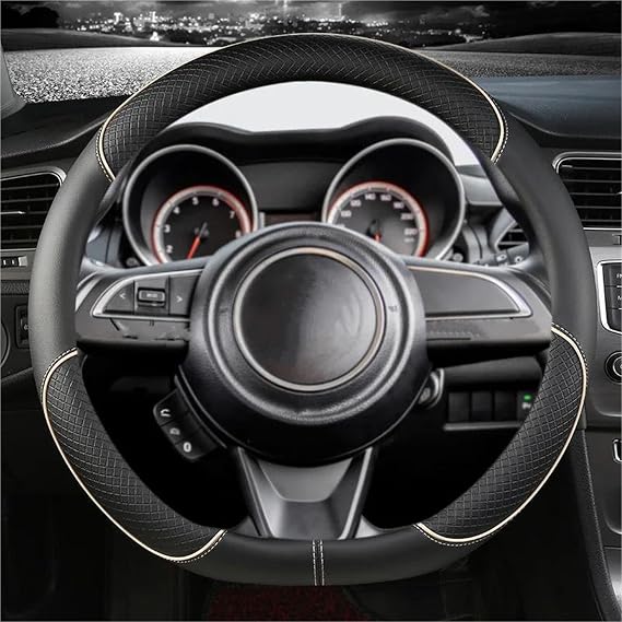 PU Leather D Shape Car Steering Wheel Cover For Suzuki For Swift For Dzire 2017-2024 Accessories Car Steering Wheel Cover(Beige)