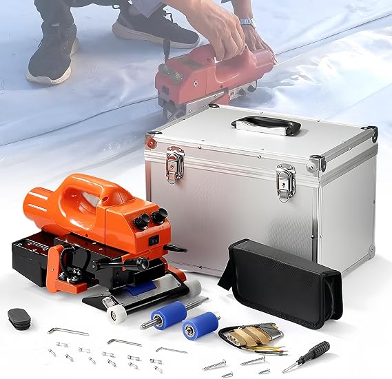 800W Auto Welding Machine, Lap Geomembrane Liner Hot Wedge Welder Kit, 10cm Overlap Automatic Climbing Welding Machine PVC/HDPE/EVA Welder Plastic Welding Machine 0~450℃ Heating Temperature,110V