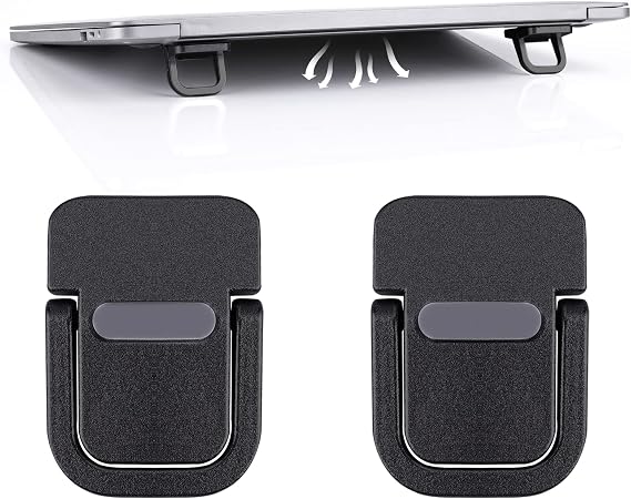 Abeillo 2PCS Portable Keyboard Riser, Self-Adhesive Mini Laptop Stand Invisible Computer Keyboard Stand for Desk, Laptop Feet Compatible with Pro/Air, Lenovo, Surface (Black)