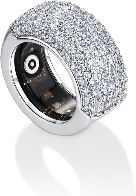 PAVOI 14Kゴールドメッキパヴェスマートリングカバー Oura Ring Gen 4対応, 9, 金属, キュービックジルコニア
