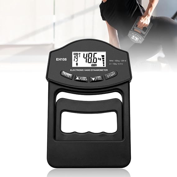 Digital Hand Strength Gauge, 180 kg / 316 lbs Hand Dynamometer with 19 Sets Single Plates Intelligent Sensitive Grip Strength Trainer Electronic Grip Strength Meter Large LED Screen