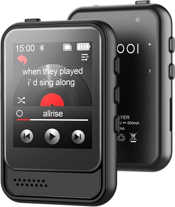 MP3 Player with Bluetooth 5.3,Touch Screen Music Player with Speaker and Micro SD Card Slot MP3 Player with FM Radio,Video,Voice Recording,Earphone,Jogging and Gift,Max 512GB Expand