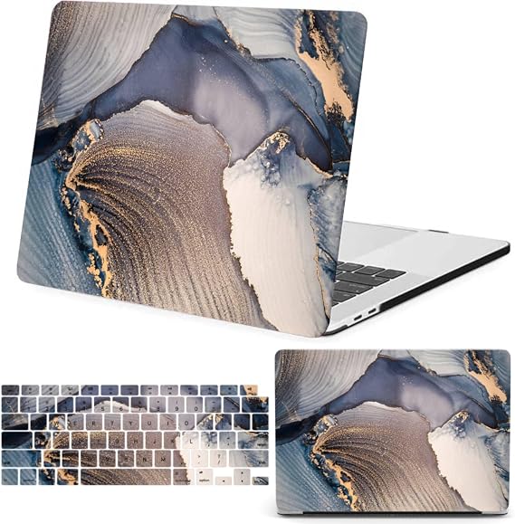 Laptop Shell for MacBook Pro 16 inch Case 2025-2021 Release M4 A3186 A3403 M3 A2991 M2 A2780 A2485 M1 Chip with Liquid Retina Display, Hard Plastic Cover & Keyboard Skin, 1601 Marble Blue