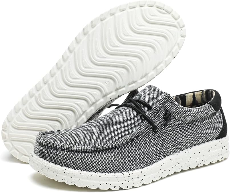 Mens Slip On Loafers Shoes Washable Men's Driving Loafers Moccasin Slippers Breathable Lightweight Deck Shoes for Men Comfort Non-Slip Walking Loafers Black Grey UK 6-12