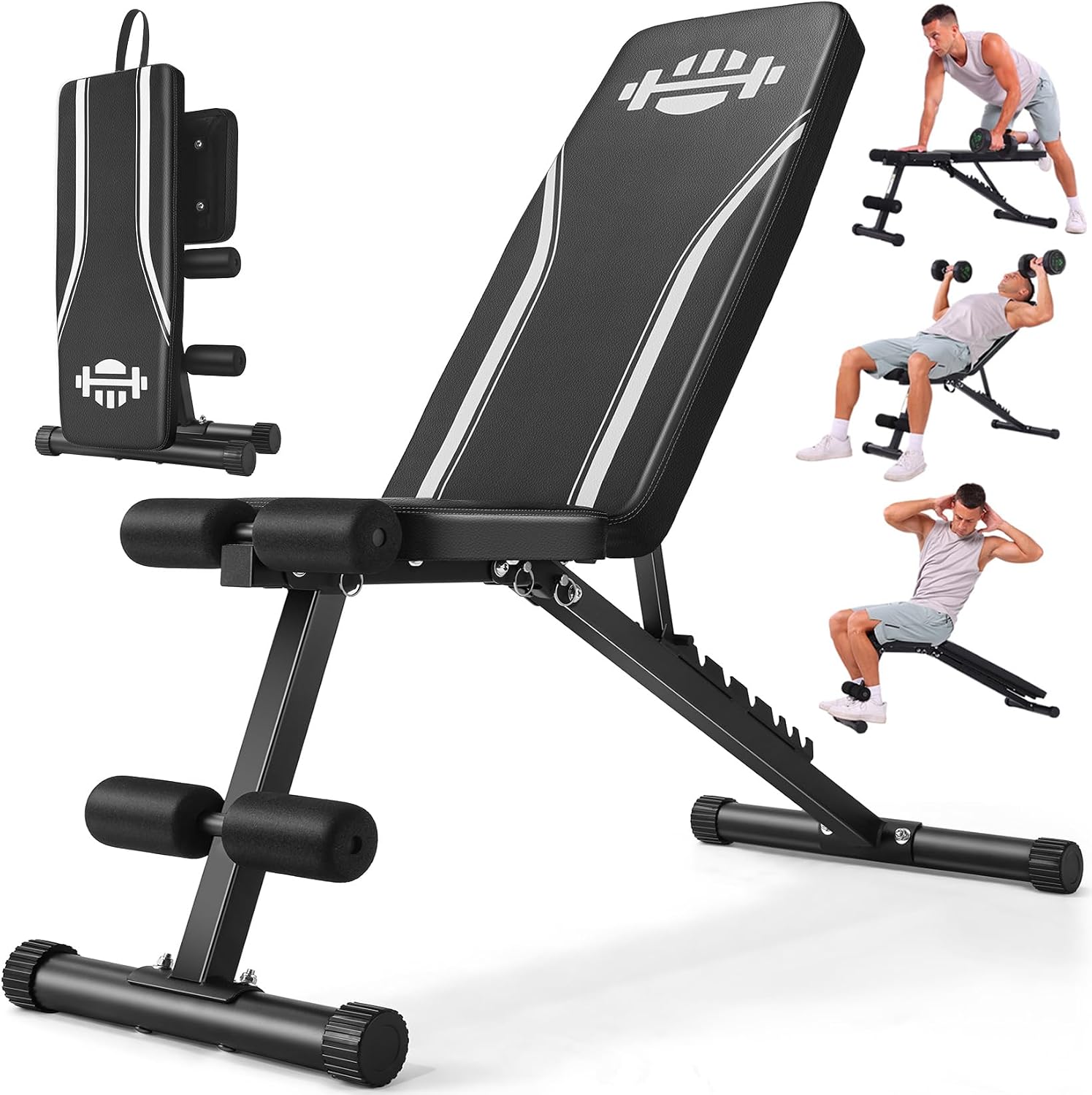 ANCHEER Basic Weight Bench for Home Gym, Fast Foldable Workout Bench Press for Home Gym, Full Body Strength Training Bench with 8 Adjustable Backrests Incline/Flat/Decline Exercise - New Version