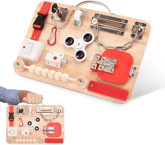 Wooden Fidget Busy Board For Elderly, Dementia Activities for Seniors