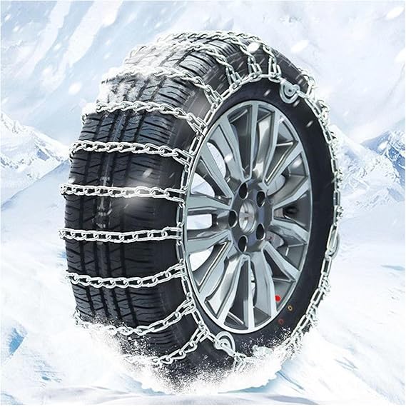 Set of 2 Snow Tires Chains for Tire Cars Pickups SUVs Universal Emergency Tires Traction Chain Adjustable Portable Anti-Skid Thickening Snow Chain, Tire chains(255/60R19)