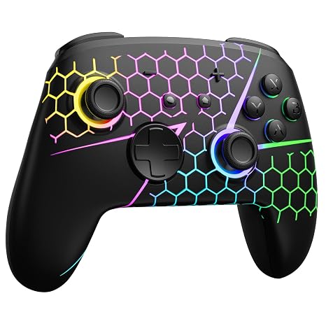 Switch 2 Pro Controller Kabellos für Switch1/2/OLED Ergonomisch Switch Controller mit Ein-Tasten-Aufweckfunktion RGB Bluetooth Gamepad mit Hall-Effekt/Rücktasten/Turbo/Vibration/Bewegungssteuerung