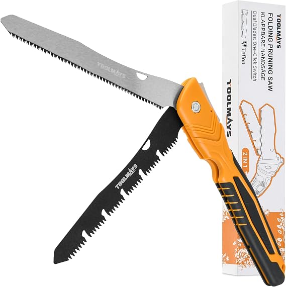 Folding Pruning Saw with 2 Blades, SK5 Steel Hand Saw