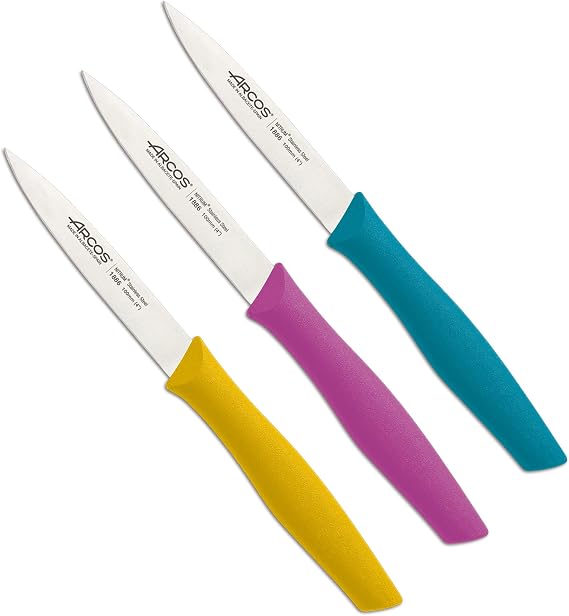 Arcos Nova Series – Paring Knife, NITRUM Stainless Steel, Ecological Container, 3 Colours Fuchsia, Turquoise and Yellow
