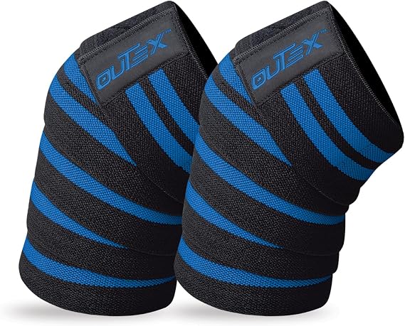 Outex Knee Wraps for Weightlifting (Pair), 80" Long Knee Straps for Weightlifting, Powerlifting, Leg Press, Cross Training - Knee Wraps Support for Squat - for Men & Women