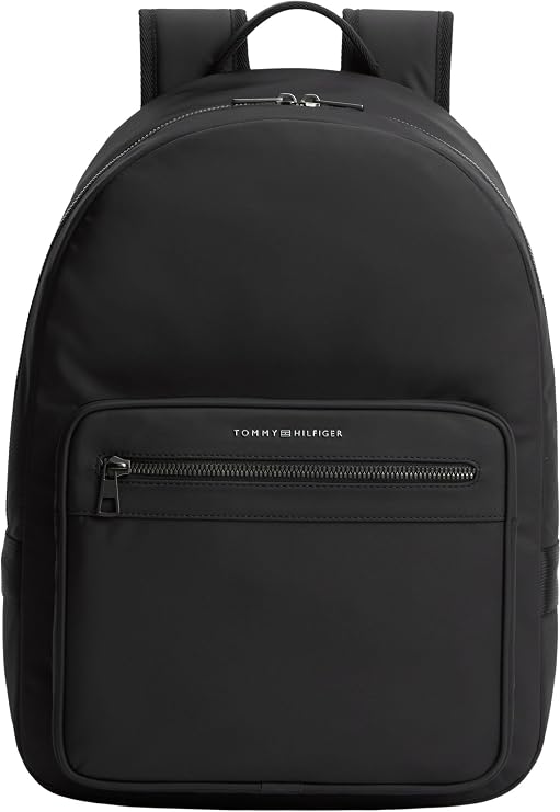 Tommy Hilfiger Men's Backpack Repreve with Exterior Pocket, Black (Black), One Size