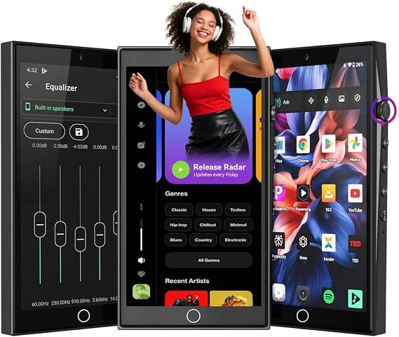 128GB MP3 Player with Bluetooth and Wi-Fi, MP4 Player with Spotify, 4.7 Inch Touch Screen, Android13 MP3 Player with Front and Rear Cameras