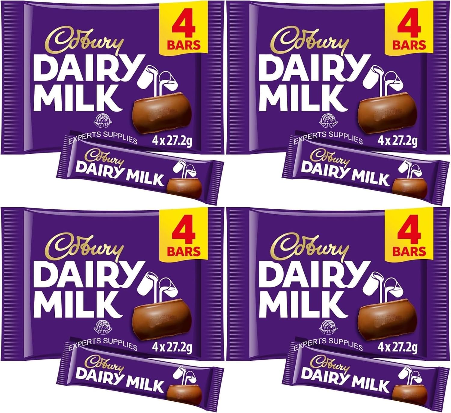 4 x Chocolate Gift Hamper NewCdbury Dairy Milk Chocolate Bar 4 Pack Multipack 108g For Christmas Easter Thanks Giving By Experts Supplies