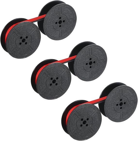 Universal Typewriter Ribbon Black & Red- 3 Pack Spool for Vintage Machines | Nylon fabric ink ribbon, clear sharp imprint, easy DIY replacement for vintage typing machines