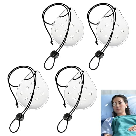 4 Pcs Eye Shield after Cataract Surgery, Clear Eye Patch, 9 Hole Plastic Ventilated Clear Eye Patches after Cataract Surgery Recovery, Adjustable Protective Eye Masks, Eye Care Accessories for Adults