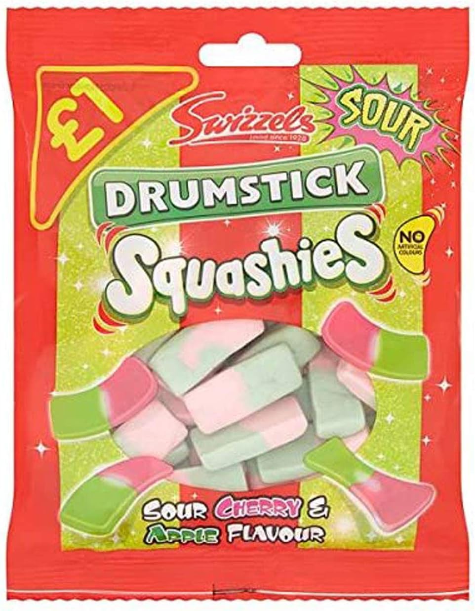 Swizzels Drumstick Squashies Sour Cherry & Apple Flavour Pack of 12 x 145g