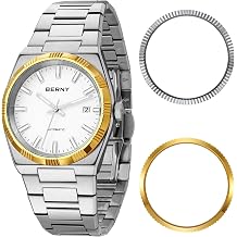 BERNY Automatic Watches for Men Mechanical Wristwatch 5ATM Waterproof Male Classic Dress Watches Super Luminous Date Calendar Silver Watch  with 2 Additional Bezels