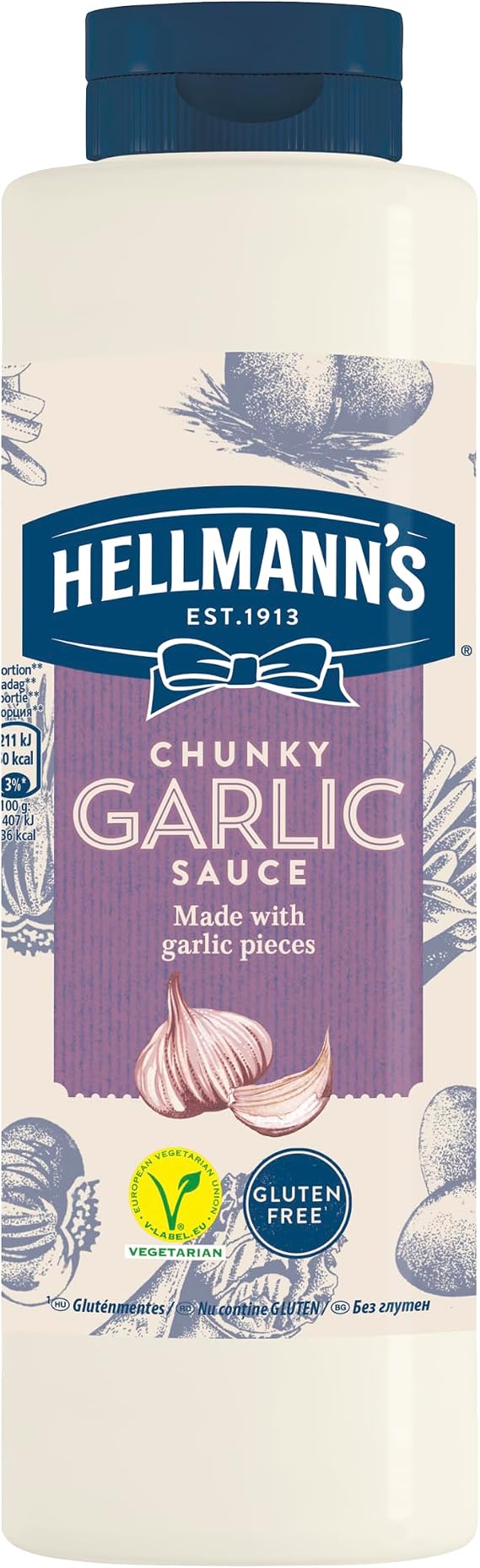 Hellmann's Garlic Sauce, Garlic Mayonnaise Sauce, 850ml