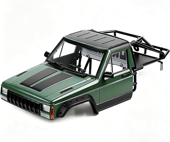 Hard Plastic RC Crawler Body Cab & Back-Half Cage Body Car Shell Upgrades Part for 1/10 RC Crawler Car for Axial SCX10 II 90046 TRX4 Redcat GEN8 (Army Green)