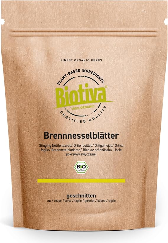 Organic Nettle Leaf Tea 100 g – Nettle Tea – Loose Leaves – 100% Organic Nettle Herbs – Packaged and Inspected in Germany – Biotiva