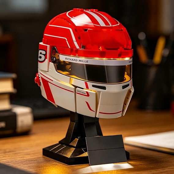 YEABRICKS LED Light for Lego-43014 Editions Scuderia Ferrari HP Charles Leclerc Helmet Building Blocks Model (Building Set NOT Included)