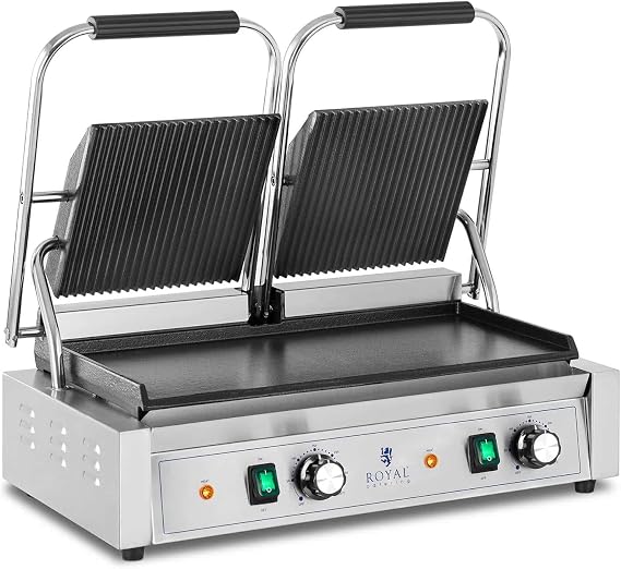 Royal Catering Contact Grill Iron RCPKG-3600-M (Power: 3,600 W, Surface: Wavy + Smooth, Operating Temperature: 122-572°F)