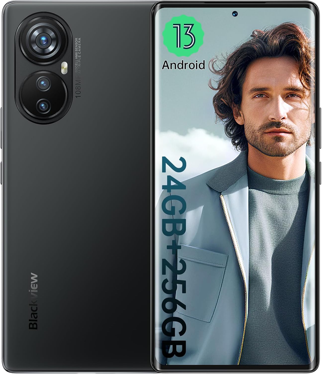 Blackview A200Pro SIM-Free Smartphone, 24 GB  256 GB, Helio G99, Android 13, 6.67-Inch, 2.4K Display, Large Screen, 120 Hz Refresh Rate, 108 MP Camera, 5050 mAh Battery, 66 W Rapid Charging, Face and