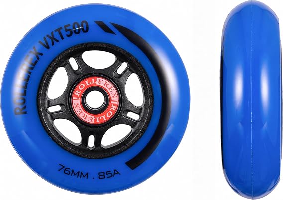 Rollerex VXT500 Inline Skate Wheels (8-Pack) (Various Size & Color Options Available) -Indoor Outdoor- Intended for Roller Blade Wheel Replacement