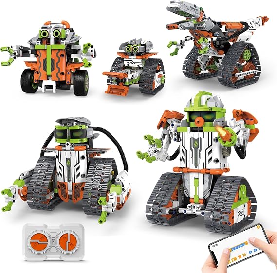Stemロボット組み立てキット リモコン付き 8~12歳の男の子用 コーディングロボットテクニック おもちゃ 誕生日プレゼント 5イン1サイエンスキット ロボットモデル 539ピース